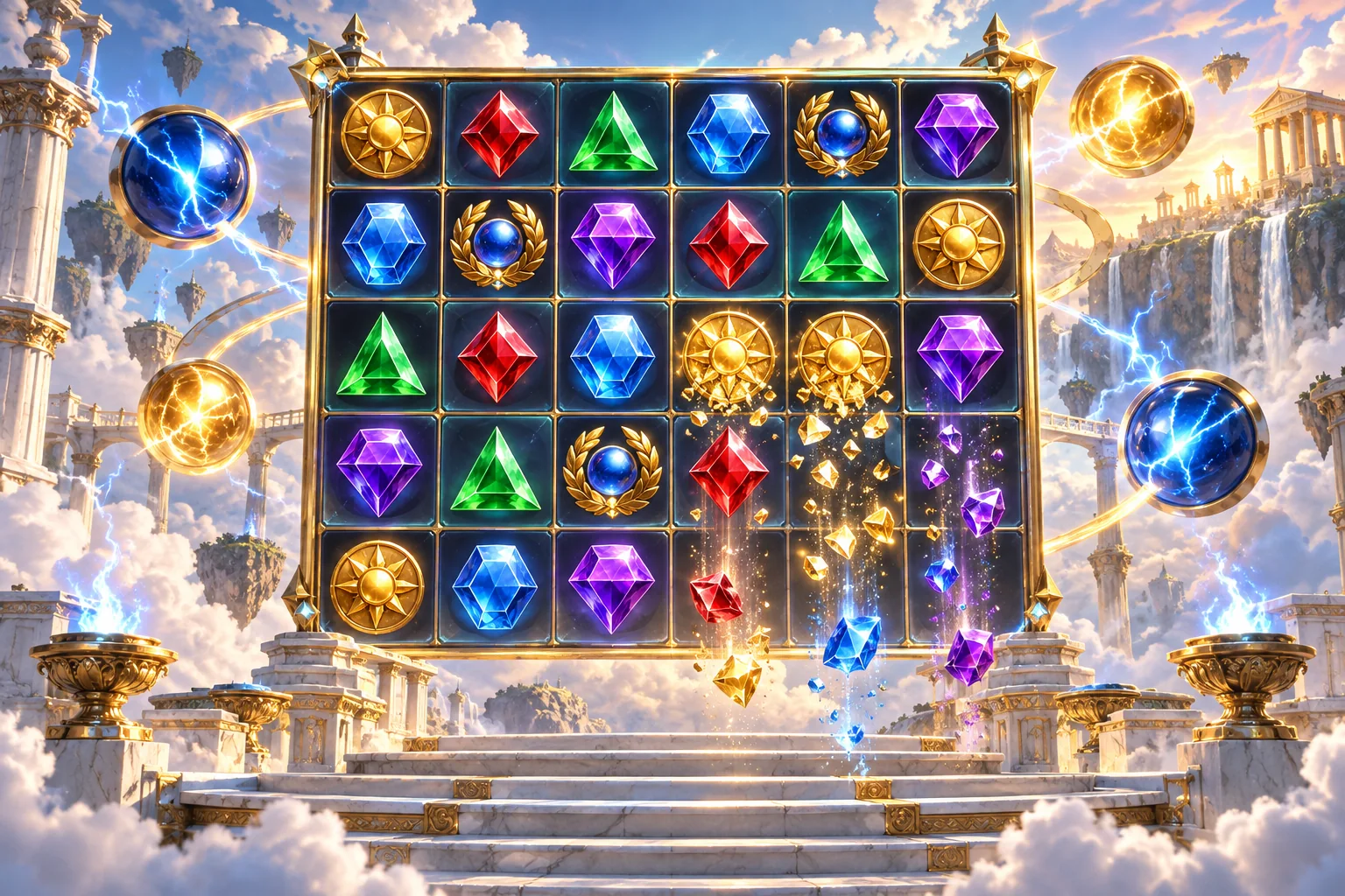 Πρωτότυπη απεικόνιση grid 6 επί 5 με tumbles και multiplier orbs